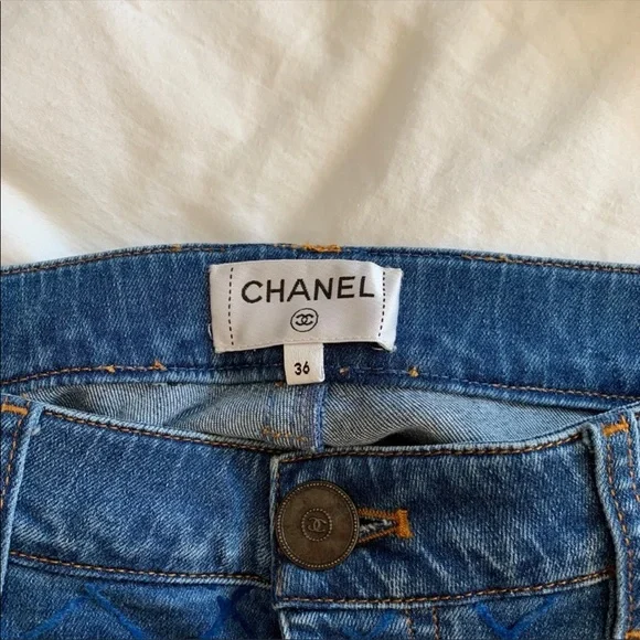 Chanel Quilted Denim Blue Jeans